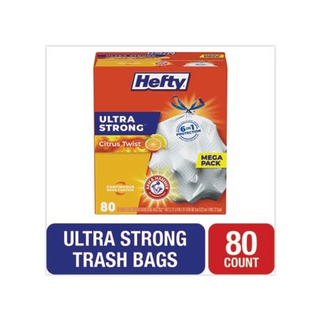 Reynolds Ultra Strong Scented Tall White Kitchen Bags, 13 Gal, 0.9 Mil, 23.75in X 24.88in, White, 80PK E88354